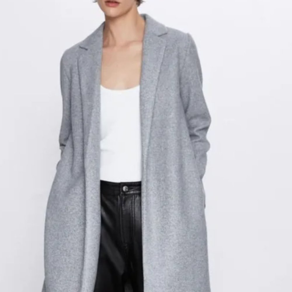 zara gray long coat